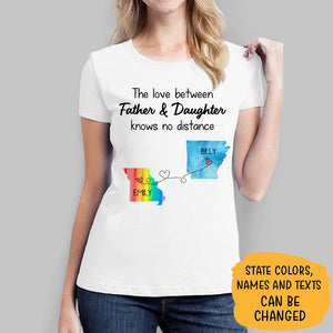 Long Distance Father and Daughter Personalized State Colors Light Premium T-Shirt, Custom Father's Day Gift
