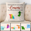 Cousins will always be connected by heart Long Distance, Personalized State Colors Pillow, Custom Moving Gift