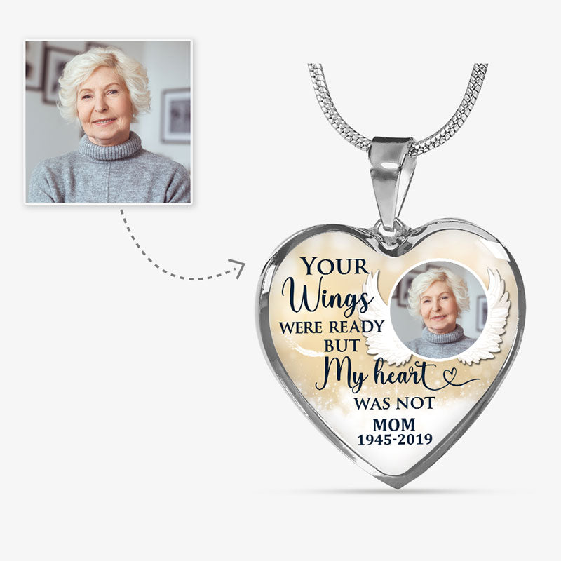 Your Wings Were Ready But My Heart Was Not, Custom Photo, Luxury Heart Necklace