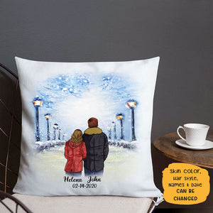 Personalized Winter Couple Pillow, Anniversary gifts, Gifts for him, Gifts for her