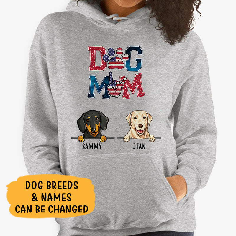 Dog Mom USA, Personalized Custom Hoodie, Sweater, T shirts, Christmas Gift for Dog Lovers