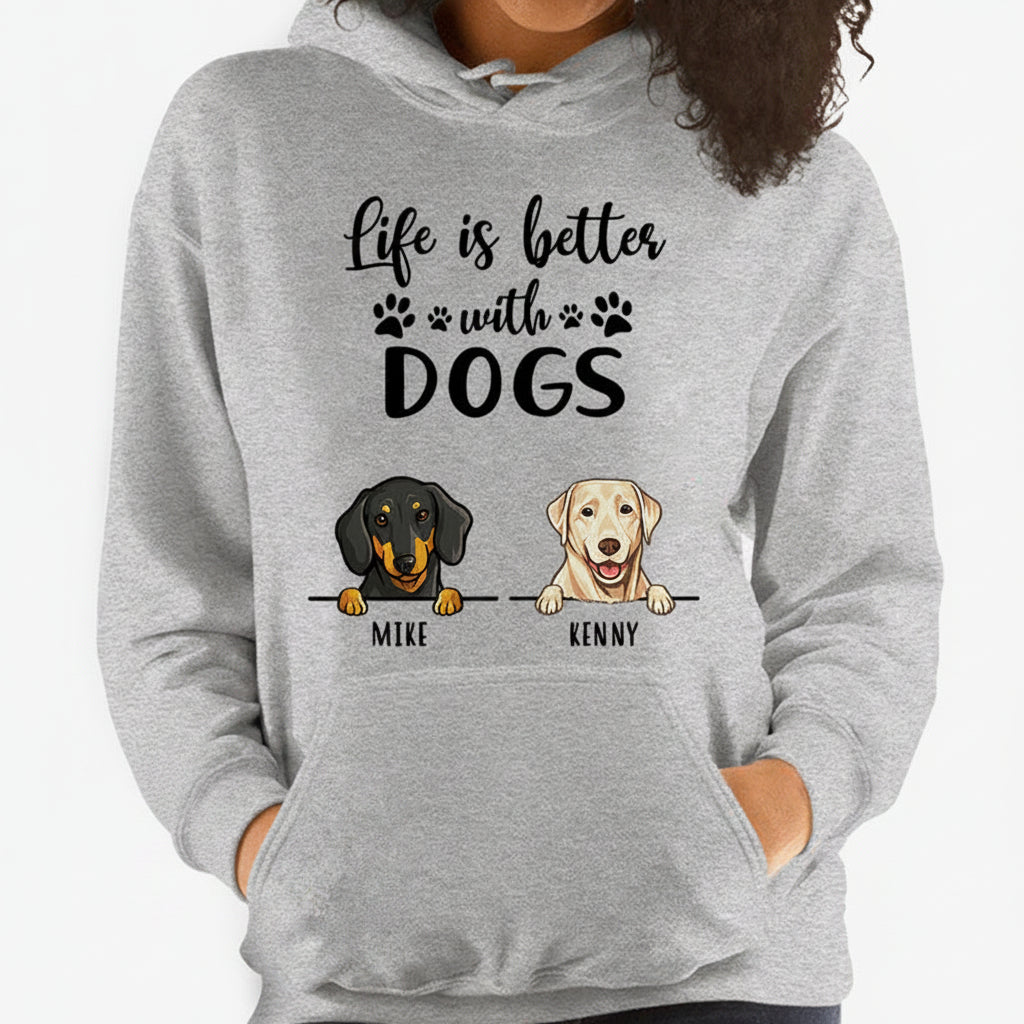 Life is Better, Personalized Custom Hoodie, Sweater, T shirts, Christmas Gift for Dog Lovers