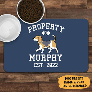Property Of Dog Pet Placemat, Personalized Pet Food Mat, Custom Gifts For Dog Lovers