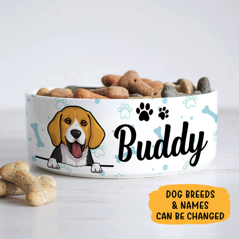 Personalized Custom Dog Bowls, Paws and Bones, Gift for Dog Lovers