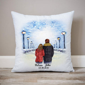 Personalized Winter Couple Pillow, Anniversary gifts, Gifts for him, Gifts for her
