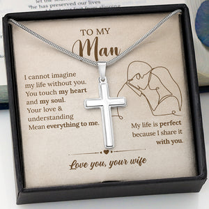 You Touch My Heart, Personalized Cross Necklace, Message Card Jewelry, Gifts For Him