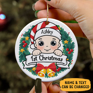 Baby's First Christmas, Christmas Wreath Ornament, Personalized Christmas Ornaments, Custom Ornament For Baby