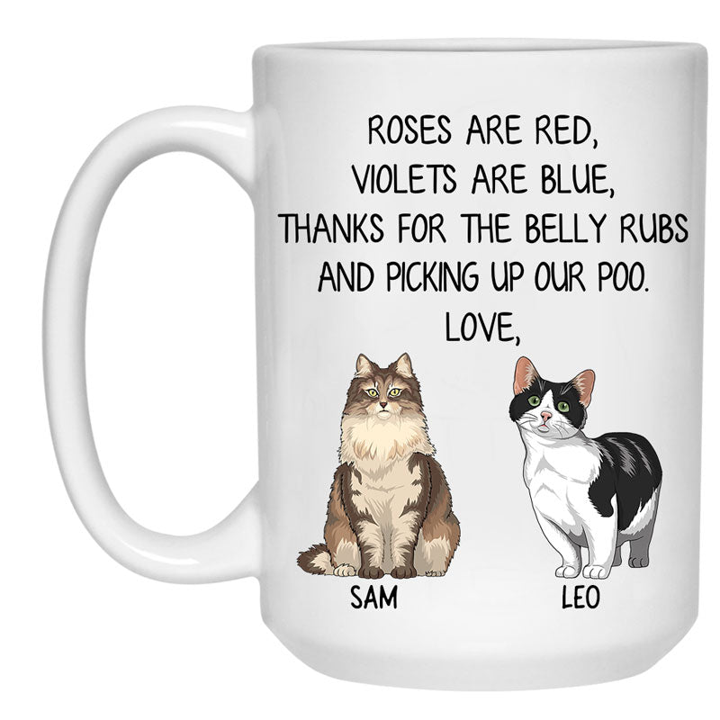 Funny cat coffee mug, personalized gift for cat lovers - Roses Are Red, Custom Coffee Mug