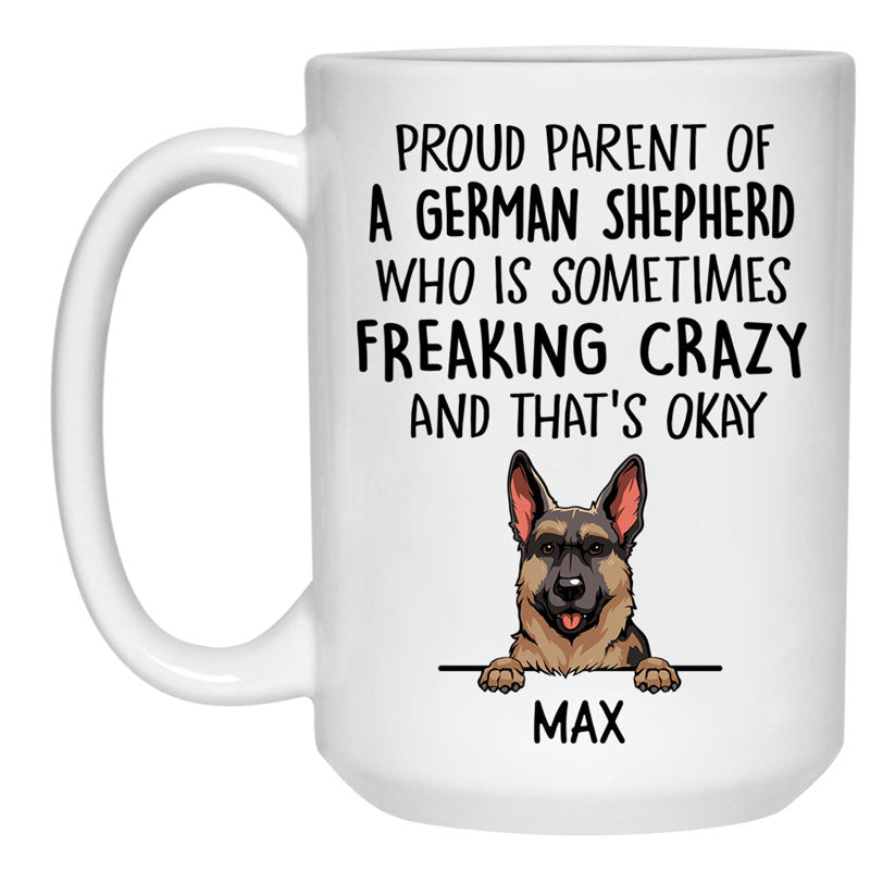 Proud Parent Of Dog Breed, Customized Coffee Mug, Personalized Gift for Dog Lovers