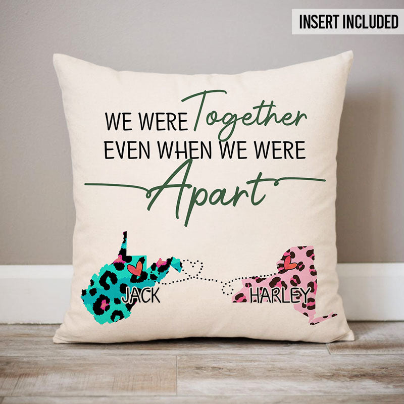 Together Apart, Personalized State Colors Pillow, Custom Christmas Gift