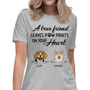True Friend Leaves Paw Prints, Personalized Dogs Shirt, Customized Gifts for Dog Lovers, Custom Tee