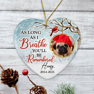 As Long As I Breathe, Personalized Heart Ornaments, Memorial Gifts, Custom Photo Gift