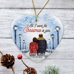 All I want for Christmas, Personalized Heart Ornaments, Anniversary Gifts