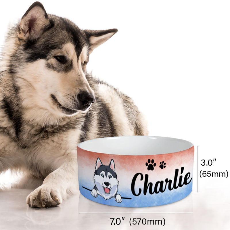 Personalized Custom Dog Bowls, Watercolor Paint, Gift for Dog Lovers