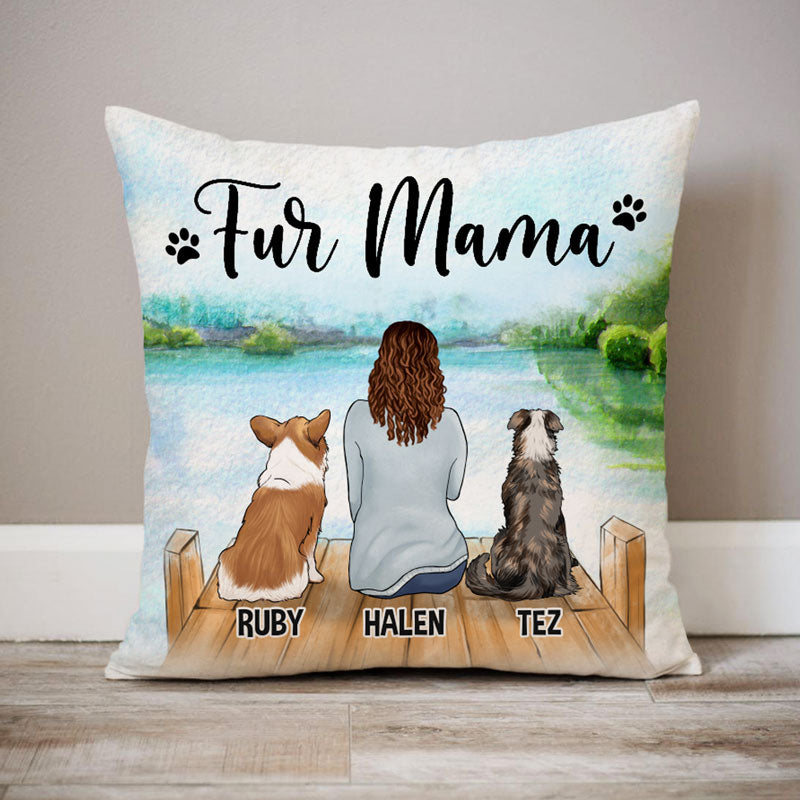 Fur Mama Pillow, Personalized Pillows, Custom Gift for Dog Lovers