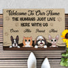 The Human Live Here With Us, Custom Doormat, Personalized Doormat, Gift For Pet Lovers