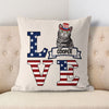 Love Cats, 4th Of July Pillow, Personalized Pillows, Custom Gift for Cat Lovers