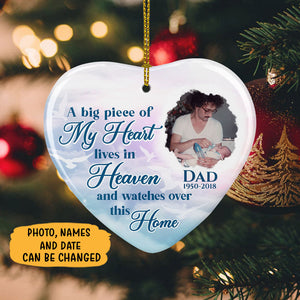A Big Piece of My Heart, Custom Photo, Personalized Memorial Ornaments, Father's Day gift