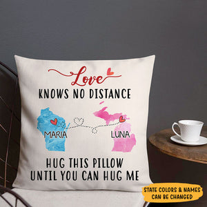 Love No Distance, Personalized State Colors Pillow, Custom Christmas Gift