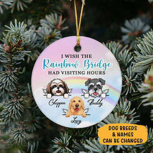 Rainbow Bridge, Personalized Circle Ornaments, Custom Memorial Gift for Dog Lovers