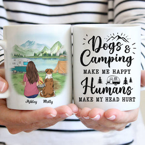 Dogs And Camping Make Me Happy, Personalized Accent Mug, Custom Gift For Dog Lovers