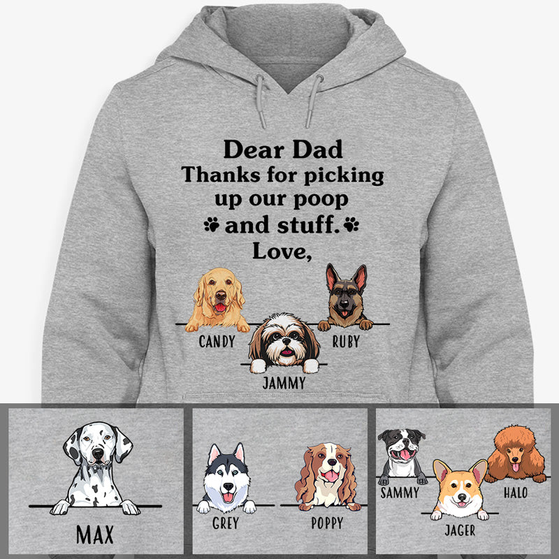 Personalized Dog Dad Hoodie - Thanks For Picking Up Christmas Gift From the Dog, Custom Dog Breed & Name