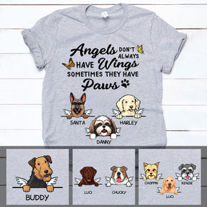 Angels Don't Always Have Wings, Custom Dog Memorial T Shirt, Personalized Gifts for Dog Lovers