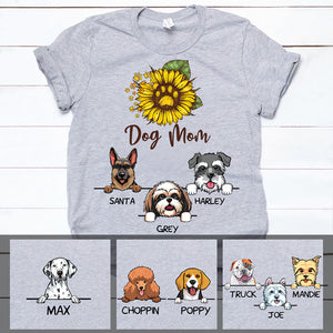 Dog Mom, Sunflower, Personalized Dogs Shirt, Customized Gifts for Dog Lovers, Custom Tee