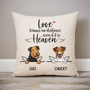 Love Knows No Distance, Memorial Personalized Pillows, Custom Gift for Dog Lovers