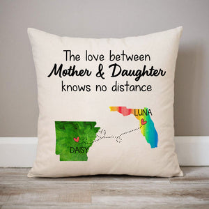 Long Distance Mother And Daughter, Personalized State Colors Pillow, Custom Gift for Mom