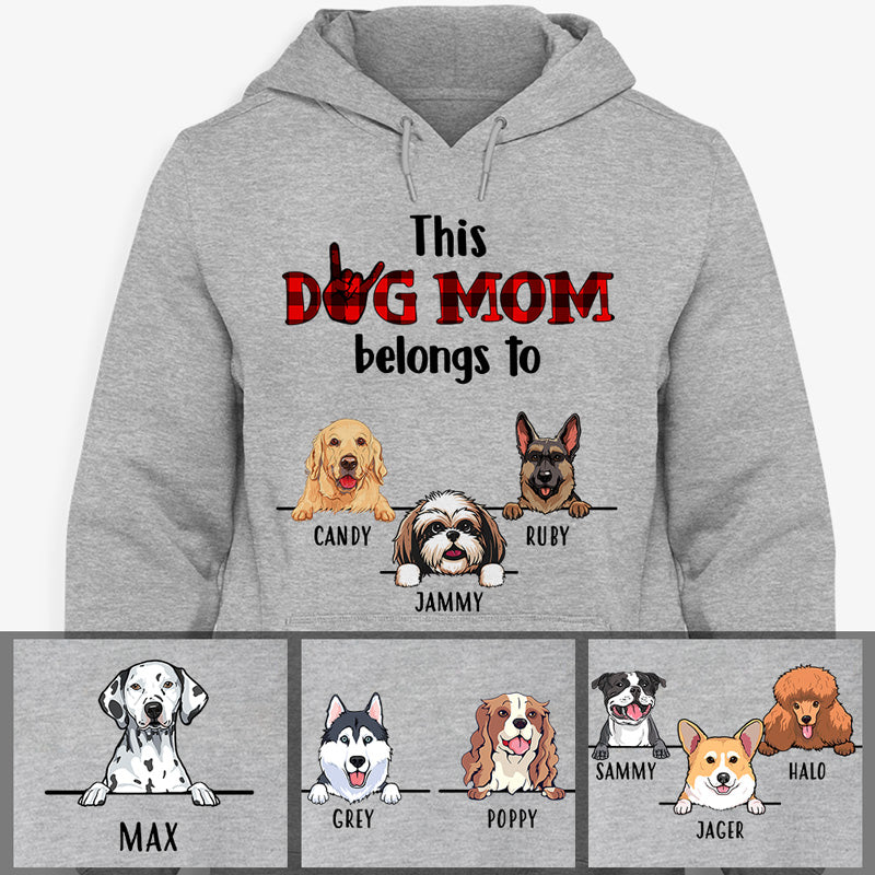 Funny dog mom hoodie, personalized gift for dog lovers - This dog mom belongs hoodie, custom hooded sweatshirt