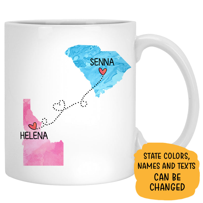 Long Distance Mother and Son Personalized State Colors Coffee Mug, Custom Gift For Mom
