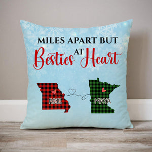 Besties Heart, Personalized State Colors Pillow, Custom Christmas Gift