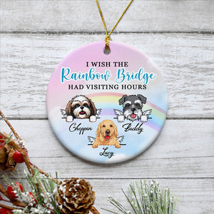 Rainbow Bridge, Personalized Circle Ornaments, Custom Memorial Gift for Dog Lovers