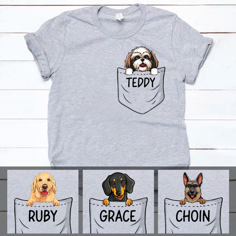 Dog mom Dog dad shirt, Personalized gift for dog lovers - Pocket, custom t-shirt for dog lovers