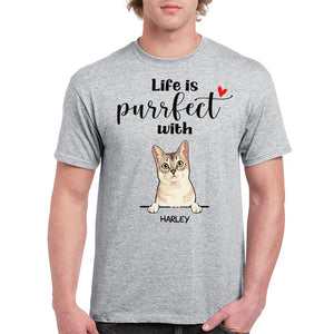 Life Is Purrfect With Cats, Custom Shirt, Personalized Gifts for Cat Lovers