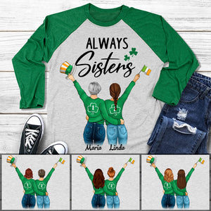Always Sisters Personalized St. Patrick's Day Unisex Raglan Shirt