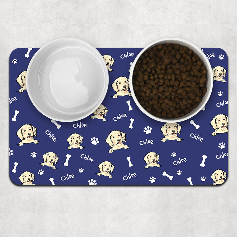 Dog Pattern Pet Placemat, Personalized Pet Food Mat, Dog Lovers Gifts