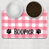 Name Plaid Pattern Pet Placemat, Personalized Pet Food Mat, Gifts For Pet Lovers