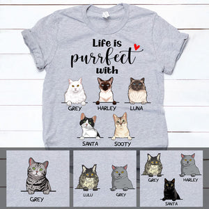 Life Is Purrfect With Cats, Custom Shirt, Personalized Gifts for Cat Lovers