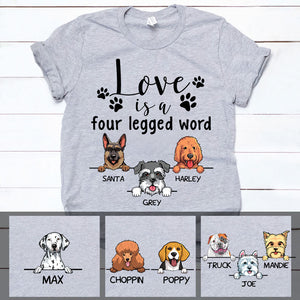 Four Legged Word, Custom Dogs T Shirt, Personalized Gifts for Dog Lovers, Custom Tee