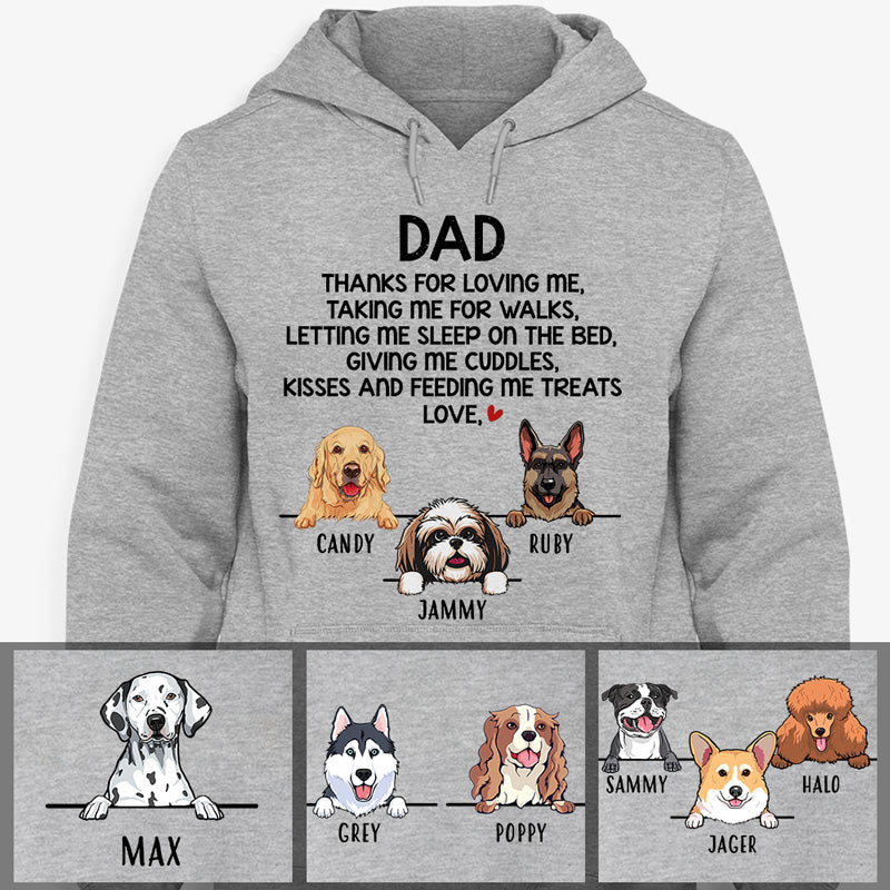 Personalized Dog Dad Hoodie - Thanks For Loving Me Christmas Gift From the Dog, Custom Dog Breed & Name