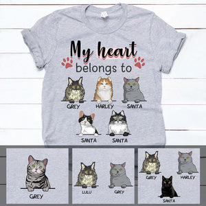 My Heart Belongs To, Custom Shirt, Personalized Gifts for Cat Lovers