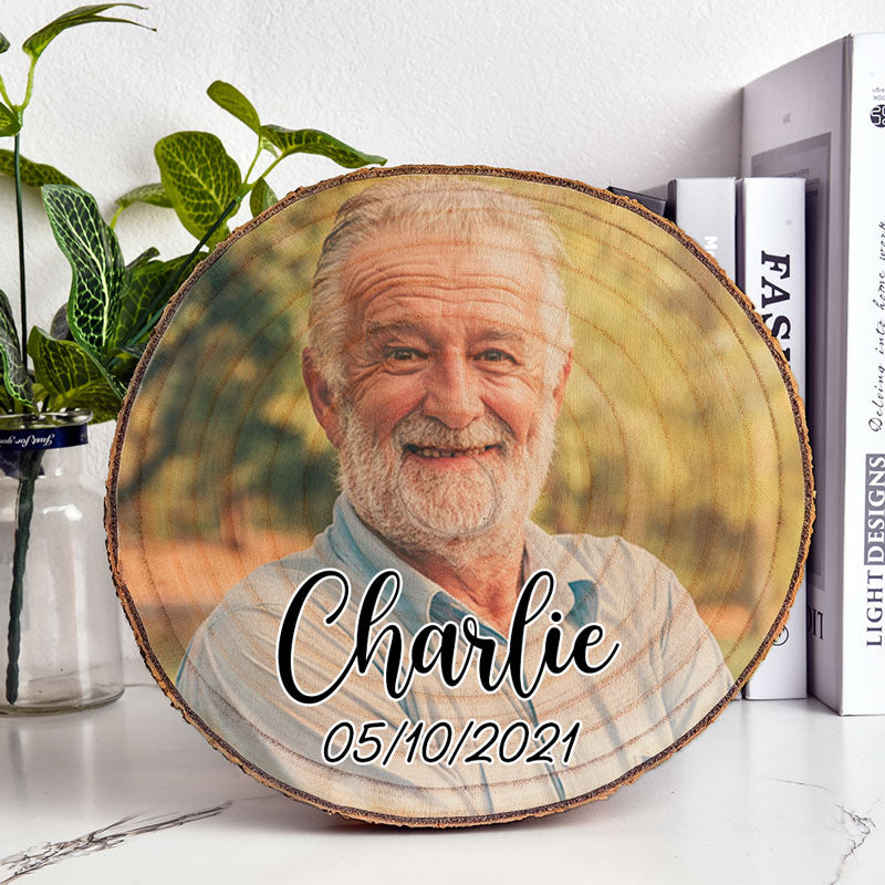 Grandpa Photo On Wood, Personalized Photo Wood Slice, Personalized Picture Wood Slice, Custom Photo Gift