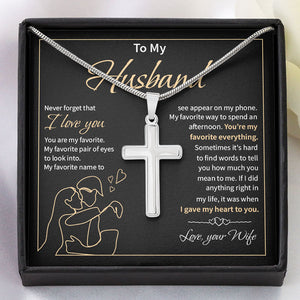 You Are My Favorite Everything, Personalized Cross Necklace, Gifts For Him