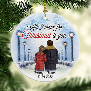 All I want for Christmas, Personalized Circle Ornaments, Anniversary Gifts