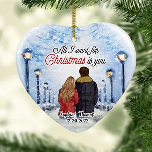 All I want for Christmas, Personalized Heart Ornaments, Anniversary Gifts