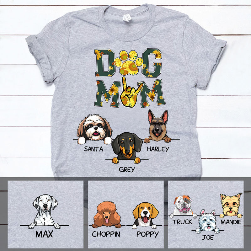 Funny dog mom shirt, personalized gift for dog lovers - Flower, dog mom, custom t-shirt for dog lovers