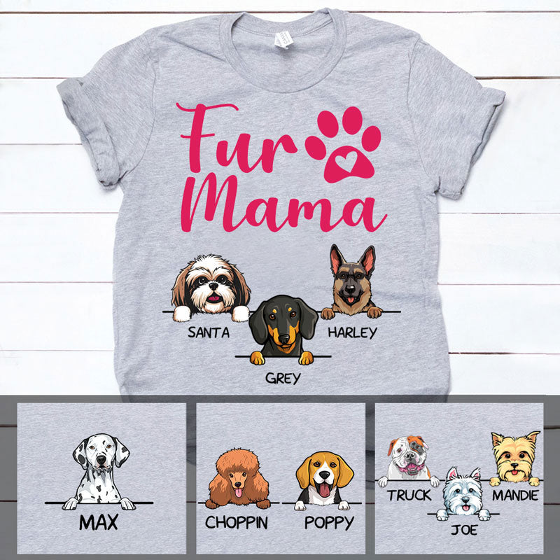 Personalized dog mom shirt, gift for dog lovers - Fur mama, custom t-shirt for dog lovers
