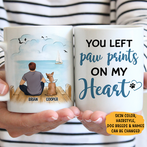 You Left Paw Prints Memorial Mugs, Customized Mug, Personalized Gift for Dog Lovers